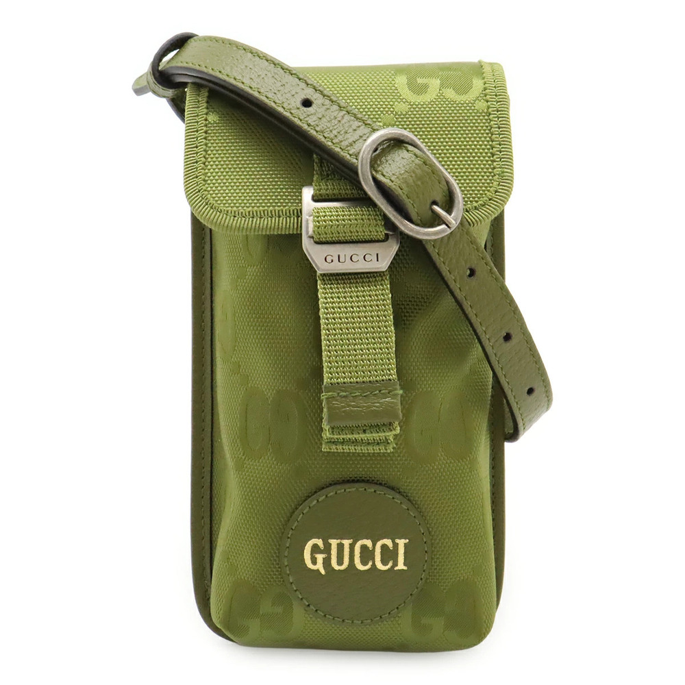Gucci Off The Grid Shoulder Bag Smartphone Canvas Leather Khaki Green